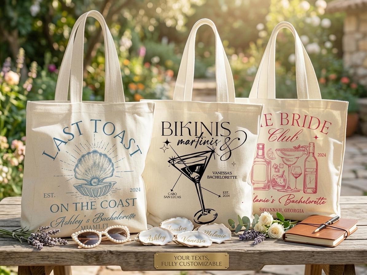 Girls Trip Tote Bag | Bachelorette Beach Tote | Personalized Bride Squad Bag | Custom Name Vacation Carryall | Bridesmaid Pool Party Favor