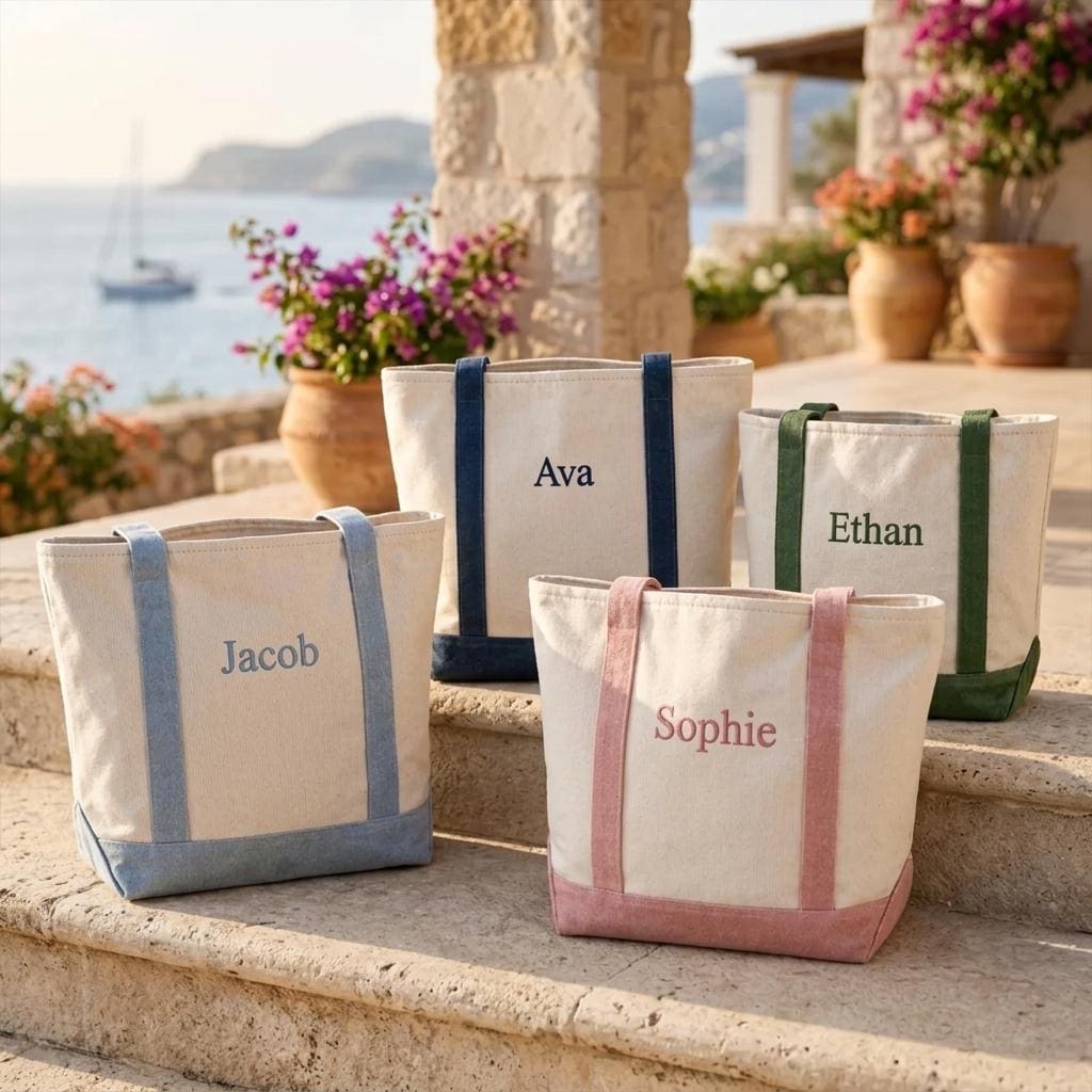 Custom Embroidered Tote Bag, Personalized Name Canvas Tote, Aesthetic Everyday Tote, Gift for Her, Customized Bridesmaid  Embroidered Tote
