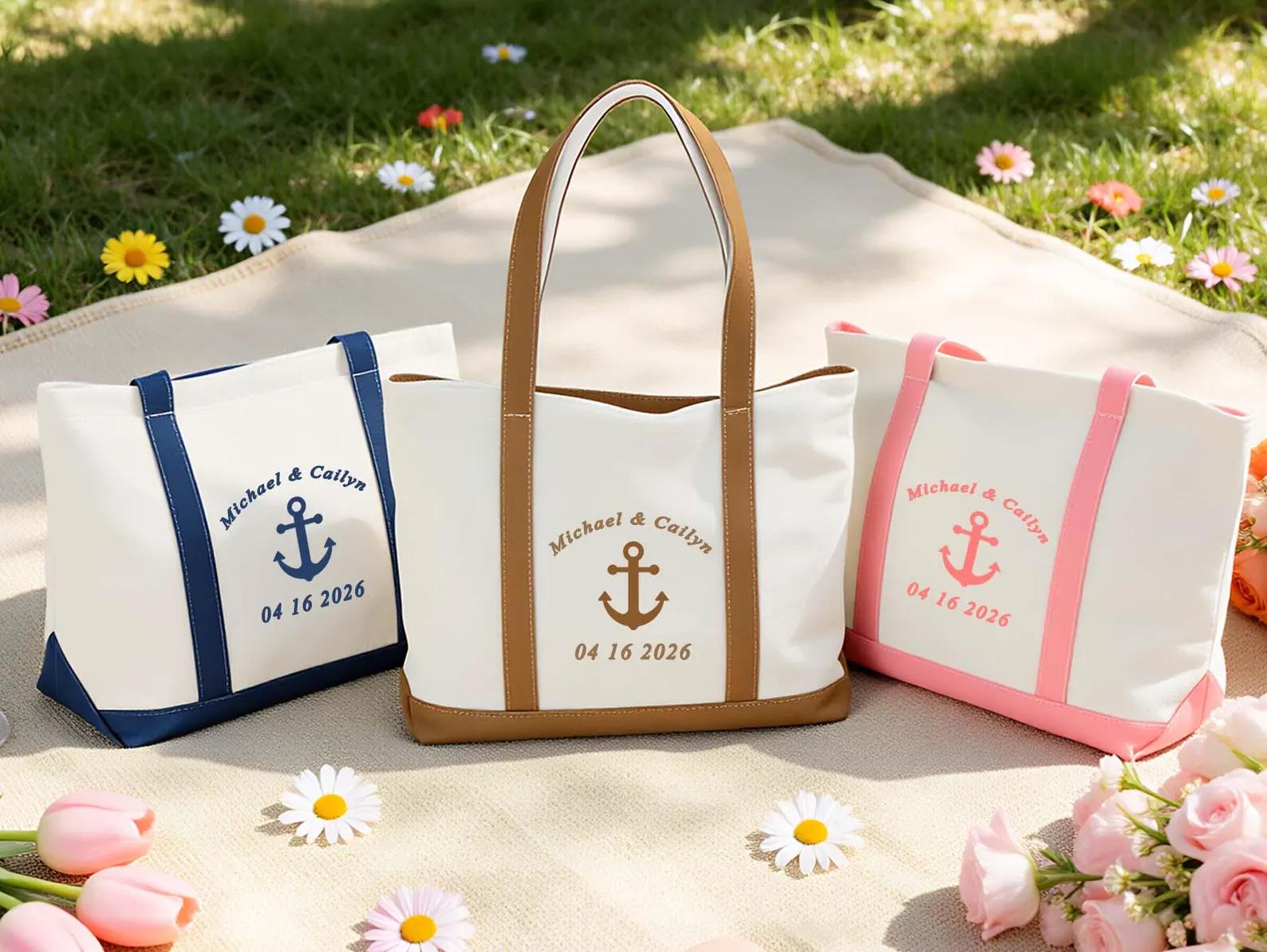 Personalized Tote Bag with Name and Initial, Custom Monogram Canvas Tote, Bridesmaid Gift, Wedding Favor Bag, Everyday Work Tote Bag