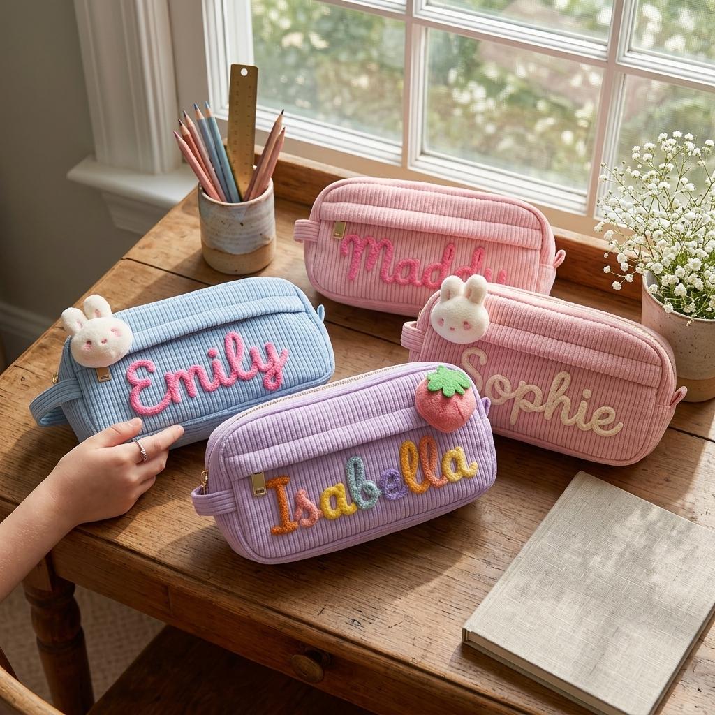 Personalized Girls Pencil Bag Custom Name | Kids School Pencil Case | Back to School Gift | Toddler Pencil Pouch | Student Gift