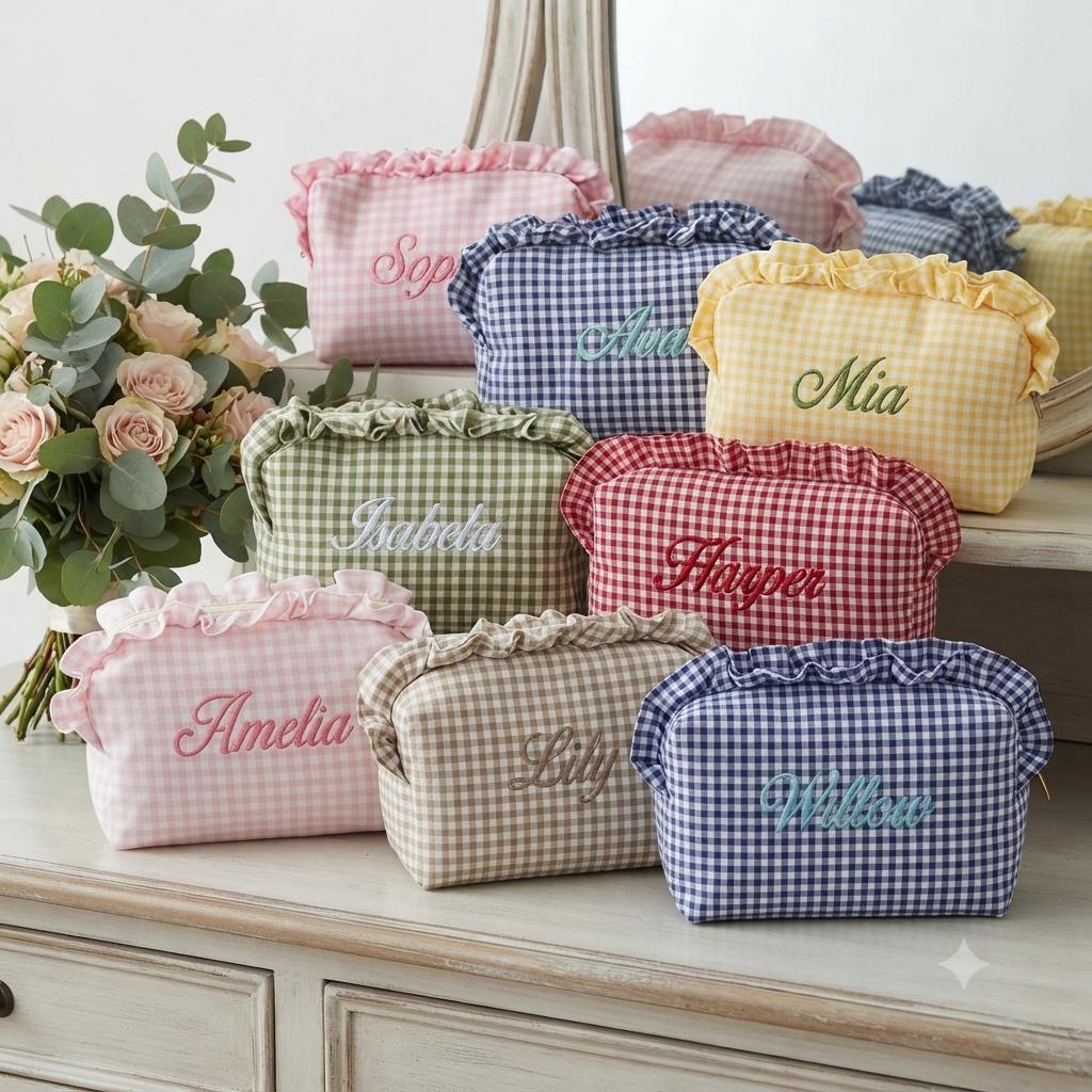 Personalized Bridesmaid Makeup Bag | Custom Name Cosmetic Pouch | Bridal Party Gift | Travel Toiletry Bag | Wedding Favor | Gift for Her