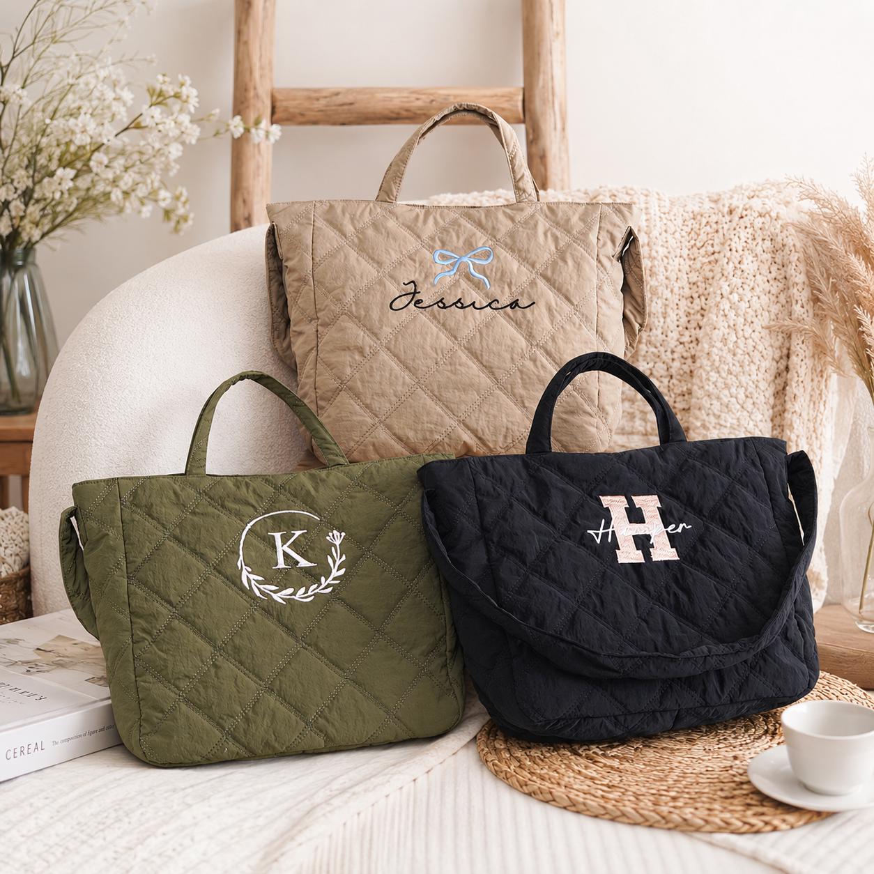 Personalized Embroidered Boat Tote Bag, Monogram Name Tote, Custom Bridesmaid Gift Bag, Eco-Friendly Canvas Tote, Bachelorette Gift