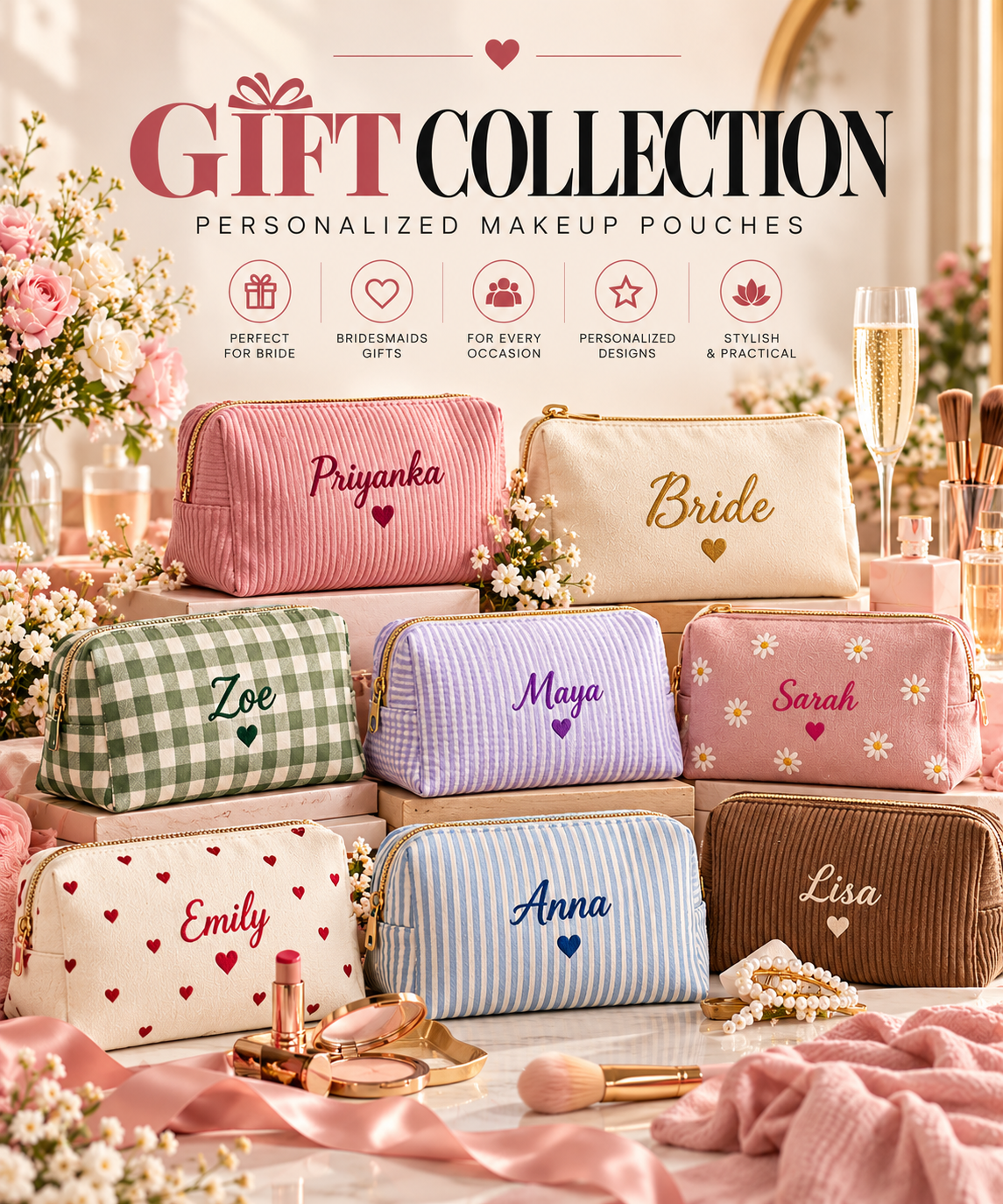 Personalized Makeup Pouches collection